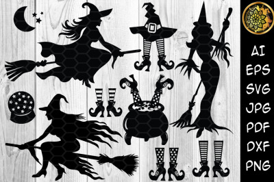 Halloween Witch SVG Silhouette Clip Art