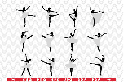 SVG Ballerinas, Silhouettes, Illustration digital clipart