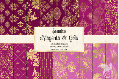 Magenta and Gold Digital Paper