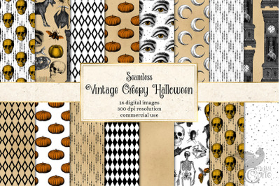 Vintage Creepy Halloween Digital Paper