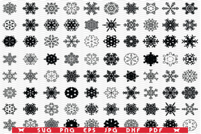 SVG Snowflakes&2C; Black silhouettes&2C; Digital clipart