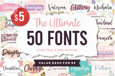 The Ultimate 50 Fonts | Limited Time Off