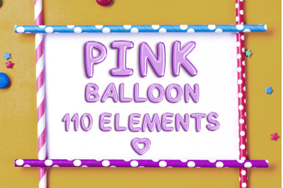 Pink Balloon Alphabet Elements