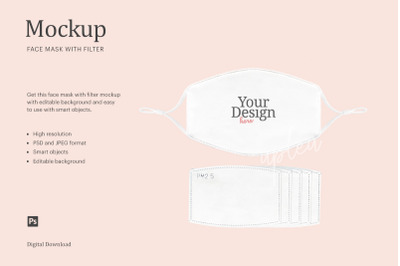 Face Mask With Filter Pocket Mockup | Compatible W&2F; Affinity Designer