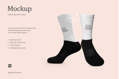 Black Foot Socks Mockup | Compatible With Affinity Designer