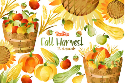 Harvest Watercolor Cliparts