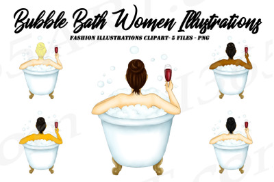 Woman in Bathtub Clipart Self Care PNG