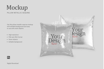 Pillow Metallic Sequins Mockup | Compatible With Affinity Designer