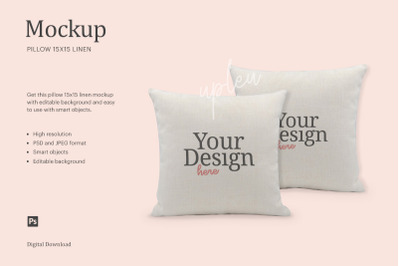 15x15 Linen Pillow Mockup | Compatible With Affinity Designer