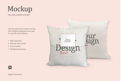 Pillow Linen Pocket Mockup | Compatible With Affinity Designer