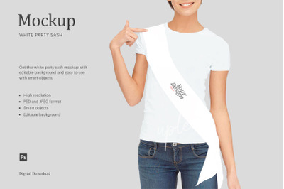 Blank White Party Sash Mockup | Compatible With Affinity Designer