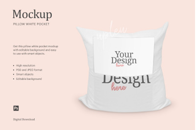 Pillow White Pocket Mockup | Compatible With Affinity Designer