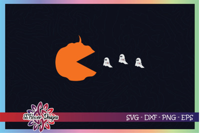 Pumpkin eat ghost funny halloween svg&2C; pumpkin svg&2C; baby ghost svg