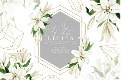 White Lilies Watercolor Collection