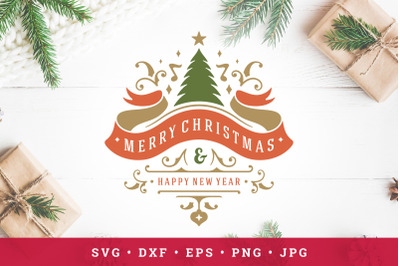 Christmas saying design vector template with ornament decoration, holi