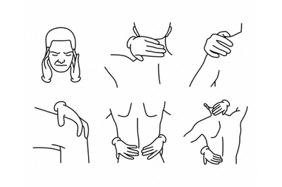head, body, neck, shoulder, back, knee pain SVG file, DXF, clipart