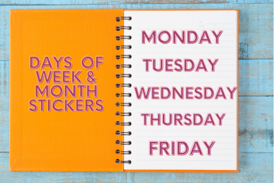 Bullet Journals Sticker&2C; Names of Month and Weeks