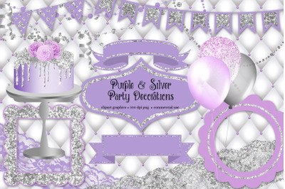 Purple and Silver Party Decorations