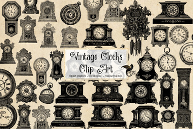 Vintage Clocks Clipart