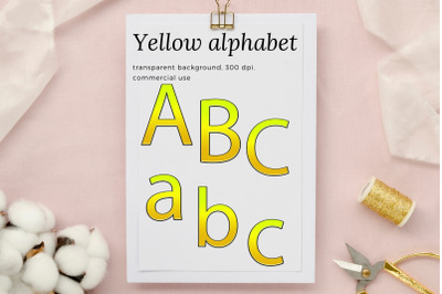 Decorative Yellow Alphabet, Yellow Typography