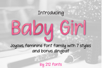 Baby Girl Sans Font with 7 Styles, Bold, Italic, Thin, Hearts