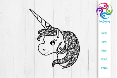 Zentangle Unicorn SVG Cut File&2C; Mandala Unicorn