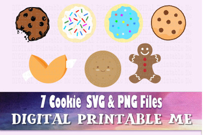 Cookie Clip Art bundle, SVG, PNG, 7 image pack, Instant Download, Digi