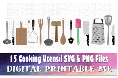 Cooking Utensils SVG pack, Clip art bundle, PNG, 15 image pack, Digita