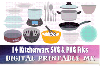 Kitchenware SVG pack, Pots Pans, Clip art bundle, PNG, 14 image, Digit