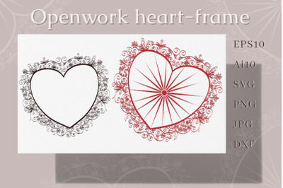 Openwork heart-frame