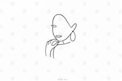 Female silhouette line art svg cut file