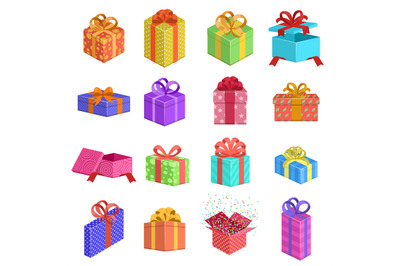 Gift boxes. Birthday present box, wedding or xmas holidays gift boxes,