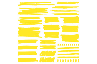 Yellow marker stroke. Highlight marker stroke lines, bright permanent