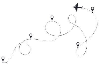 Airplane route line. Plane dotted route&2C; airplane destination track&2C; p