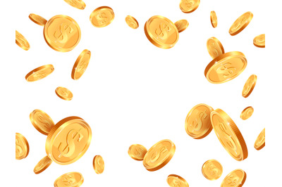 Realistic gold coins. Golden coins explosion backdrop, casino jackpot