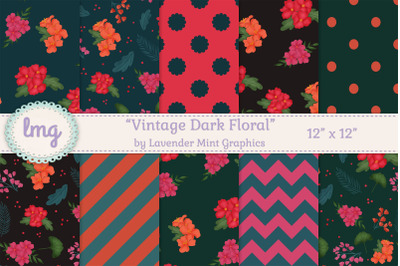 Vintage Dark Floral Seamless Patterns