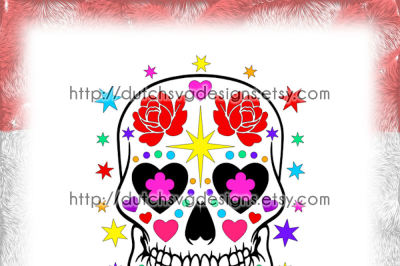 Sugar skull cutting file, in Jpg Png SVG EPS DXF, for Cricut & Silhouette, Day of the Death, Mexico, Dia de los Muertos, Dia de Finadosand