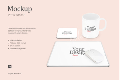 Office Desk Set Mockup&2C; Workspace Mockup | Affinity Designer