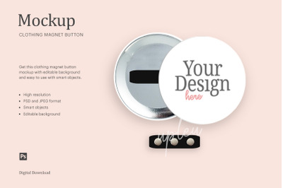 Magnet Button Badge Mockup | Compatible With Affinity Designer