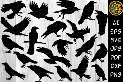 Halloween Crow SVG Silhouette Clip Art