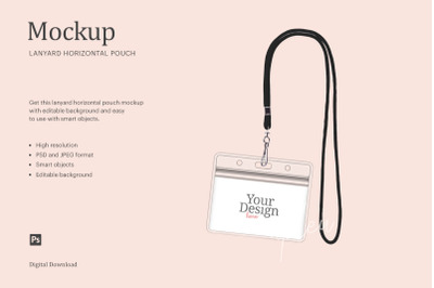 Lanyard With Horizontal Holder Mockup | Compatible W/ Affinity Desiger