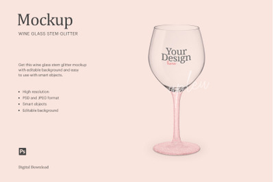 Wine Glass Stem Glitter Mock Up | Compatible With Affinity Designer