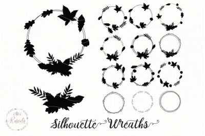 Silhouette Wreaths With Tree Leaves