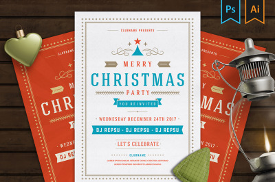 Christmas party invitation flyer