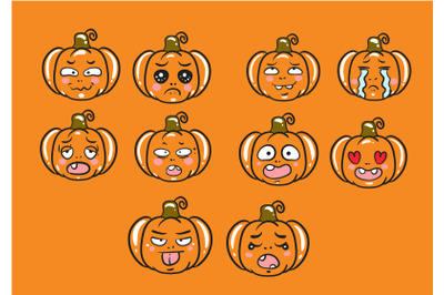 Halloween with pumpkins expressions