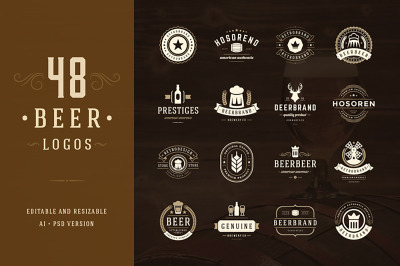 45 Beer Logotypes and Badges