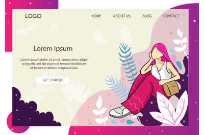 Landing Page Fashion with Girl in Pink hair style