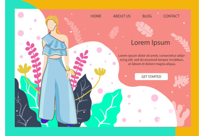 Landing Page Fashion Girl in Classic Blue Dresses