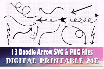 Arrow Doodle SVG bundle, Clip art, PNG, 20 image pack, Digital, cut fi