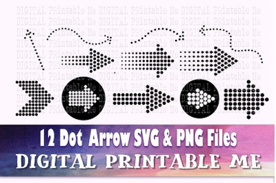 Arrow Dots SVG bundle, Clip art, PNG, 13 image pack, Digital, cut file